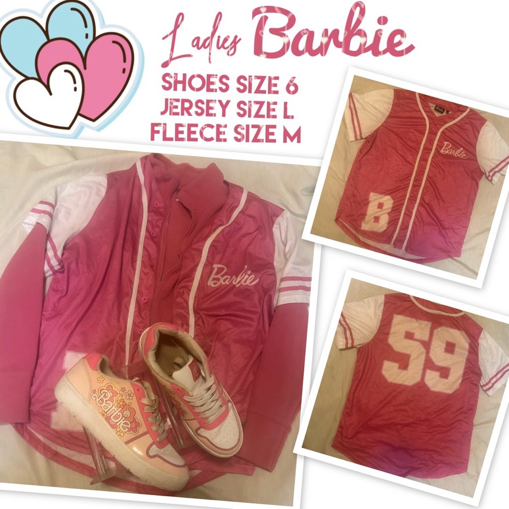 Barbie Pink and White Ladies Jersey with Shoes & Fleece